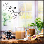 Load image into Gallery viewer, Vikko 10.75 Ounce Clear Glass Coffee Mugs - Set of 12, Microwave and Dishwasher Safe