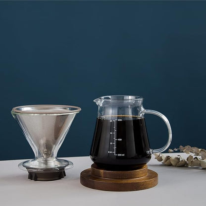 Glass Range Coffee Server For Pour Over Coffee & Tea - 800ml/27oz Ovalware Microwave Safe & Heatproof 2.5mm Thick Glass Body