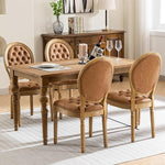 Load image into Gallery viewer, French Country Dining Chairs Set of 2, Amber Upholstered Dining Chairs, PU Leather Tufted Back, Solid Wood Legs, Farmhouse Kitchen &amp; Dining Room Chairs, Sillas De Comedor (Amber, 2Pcs)