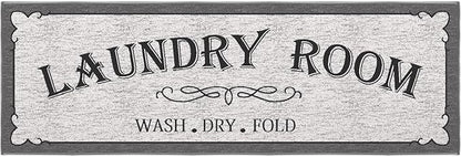 Ottomanson 20" x 59" Laundry Room Rug - Non-Slip Mat for Laundry & Mudroom - Durable, Stain-Resistant, and Easy to Clean - Perfect for High-Traffic Areas - Runner Rug for Entryway Bathroom, Gray