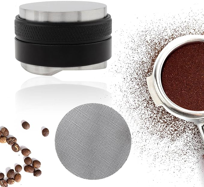 51mm Coffee Distributor & Tamper, Dual Head Coffee Leveler and Espresso Puck Screen Fit for 51mm Breville Portafilter, Adjustable Depth Professional Barista Espresso Hand Tamper for Espresso Machine
