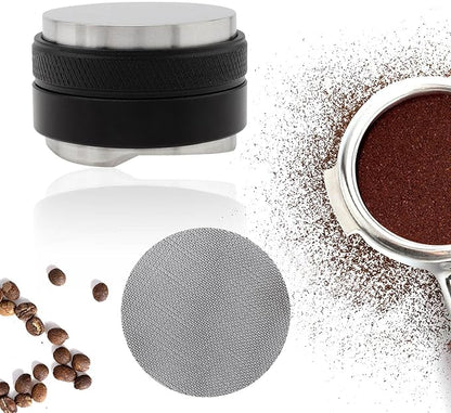 51mm Coffee Distributor & Tamper, Dual Head Coffee Leveler and Espresso Puck Screen Fit for 51mm Breville Portafilter, Adjustable Depth Professional Barista Espresso Hand Tamper for Espresso Machine