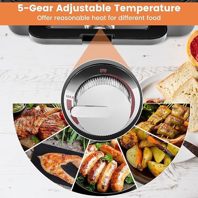 BECOMFORT 3 in 1 Waffle Maker, Sandwich Press w/3 Removable Non-stick Plates, Indicator Lights, Cool Touch Handle, Sandwich Maker & Panini Press w/5-gear Temperature Control for Breakfast Steak