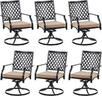 Load image into Gallery viewer, PHI VIALLA Patio Outdoor Swivel Dining Chairs Outdoor Furniture Chairs Set of 6 with Cushion Suports 300lbs for Lawn Garden Backyard Weather Resistant-Black Frame