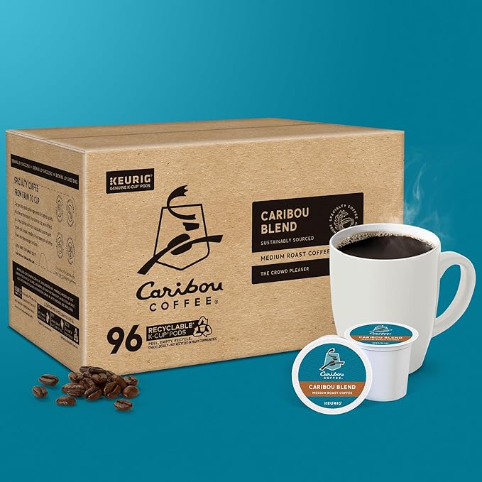Caribou Coffee Caribou Blend Keurig Single-Serve K-Cup Pod, Medium Roast Coffee, 96 Count