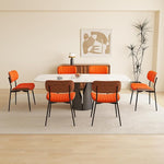 Load image into Gallery viewer, Modern PU Leather Dining Room Chairs Set of 4, Upholstered Kitchen Chairs with Walnut Bentwood Back and Metal Legs Adjustable Feet for Kitchen Dining Room(Orange)