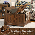 Load image into Gallery viewer, Farmhouse Coffee Table with Hidden Storage Space, Wood Square Large Center Table for Living Room, Farm House Rustic Brown Retro Coffee Tables with Hinged Lift Top for Meeting Room, Home