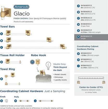 Amerock | Clear/Champagne Bronze | Glacio | 5 Piece | Bathroom Accessories Set