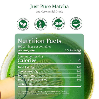 LeafCharm Ceremonial Grade Matcha Powder 100g,3.52oz Resealable Tin,Sugar Free Matcha Powder,Rich in Antioxidants & Energy Boosting, New Year Wellness Gift,Daily Ritual for Cafe, Latte, Collagen,& Smoothies