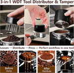 Load image into Gallery viewer, 51mm Espresso Accessories Kit, 3-in-1 Coffee Distributor and Tamper, WDT Tool Espresso Distribution Tool Set Fits Espresso Coffee Machines and 53mm Portafilters Accessories (51mm)
