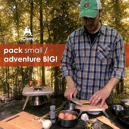 nCamp - Café, Portable Coffee Maker, Portable Espresso Machine, Compact Camping Coffee Maker, Stainless Steel Travel Coffee Maker with Camping Coffee Cup, Reusable, 12 oz