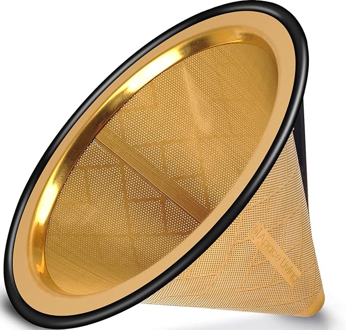 Compatible with Hario V60, Chemex Pour Over Coffee Filter - Wide Metal Base Reusable Stainless Steel Coffee Dripper - Paperless Coffee Filter for Sustainable Brewing