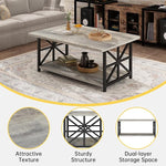 Load image into Gallery viewer, AWQM Gray Coffee Table for Living Room with Round Corners, 2 Tier Living Room Table with Storage Shelf,Rectangular Coffee Table Center Table for Small Spaces,Easy Assembly