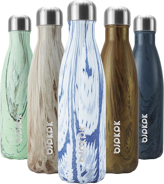 BJPKPK 17 oz Stainless Steel Insulated Water Bottles Reusable Sports Water Bottle for Travel,Wood Denim Graphics
