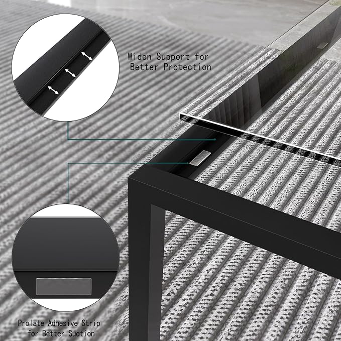 Glass Coffee Table Modern Center Table,Minimalist Coffee Table Sofa Side Tea Table for Living Room,Tempered Glass-top with Sturdy Metal Frame, Easy Assembly,26.4 x 26.4 x 15.7 Inches, Black