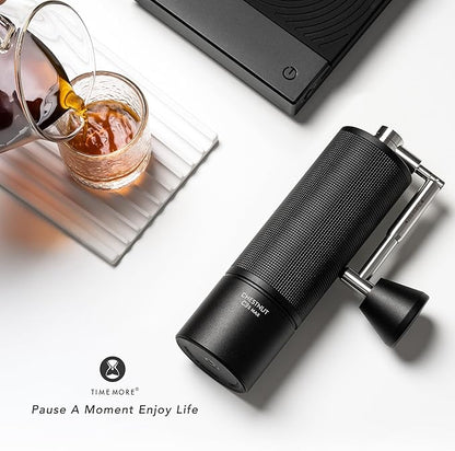 TIMEMORE Manual Coffee Grinder Chestnut C3S Max, Hand Coffee Grinder with Foldable Handle, Stainless Steel S2C Conical Burr Coffee Grinder, Adjustable Grind Setting for Espresso to French Press, Black