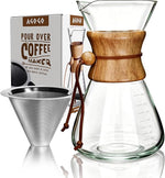 Load image into Gallery viewer, AGOGO Pour Over Coffee Maker Glass - 6/8/10 Cup Barista Kit with 304 Stainless Filter for Home, Office, Camping, Cafes - Easy Clean Coffee Dripper Set (Rag&amp;Brush Included) (10 Cup/34 oz-Slim Shape)