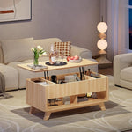 Load image into Gallery viewer, Farmhouse Lift Top Coffee Table, Mid Century Modern Coffee Table with Hidden Storage Compartment, Fluted Rising Pull up Wood Modern Center for Living Room, Office, Natural Oak