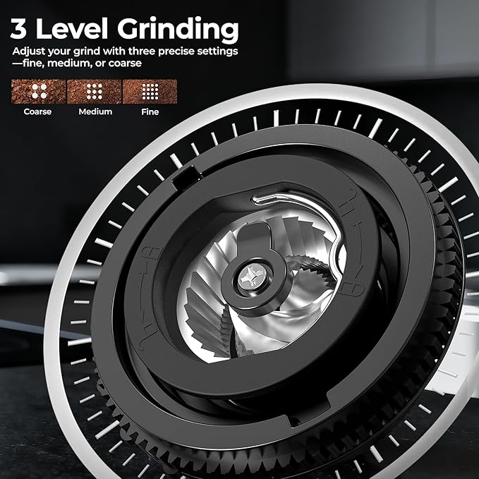 Programmable 5 Cup Coffee Maker with Grinder Built In, Automatic Drip Coffee Machine with Timer, Removable Tank, 22 oz Glass Carafe and Hot Plate, for Home Dorm and Office, Matt Black