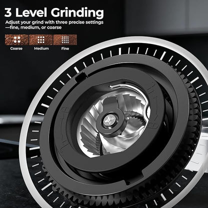 Programmable 5 Cup Coffee Maker with Grinder Built In, Automatic Drip Coffee Machine with Timer, Removable Tank, 22 oz Glass Carafe and Hot Plate, for Home Dorm and Office, Matt Black