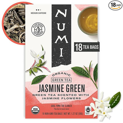 Numi Organic Tea Green, Jasmine, 18 Count