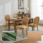 Load image into Gallery viewer, French Country Dining Chairs Set of 4, Amber Round Back Dining Chairs with Linen Upholstered Seat, Solid Wood Legs, Farmhouse Kitchen &amp; Dining Room Chairs, Sillas De Comedor (Amber, 4Pcs)