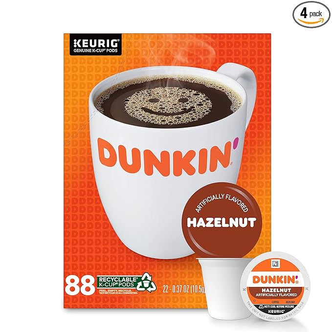 Dunkin' Hazelnut Flavored Coffee, 88 Keurig K-Cup Pods