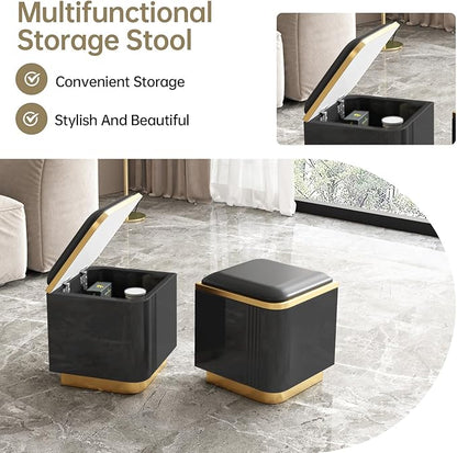 Multifunctional Lift Top Coffee Table, Extendable Coffee Table with 4 Storage Stools, Space Saving Folding Dining Table for Living Room, Office, Small Space