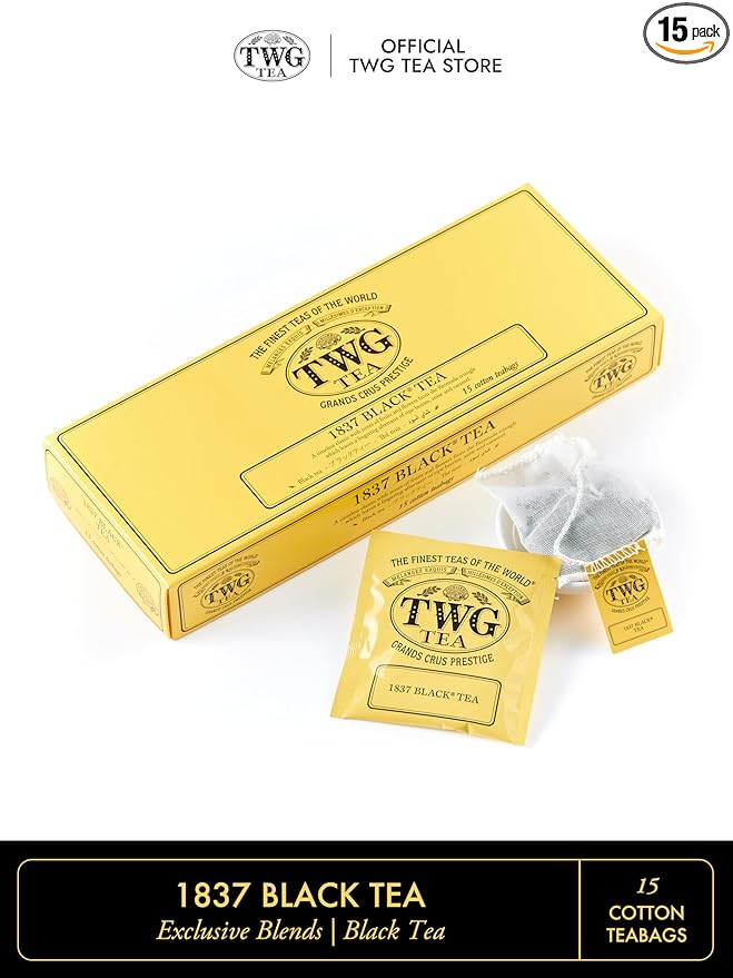 TWG Tea | 1837 Black Tea | Black Tea | Fruits & Flowers | 15 Hand Sewn Cotton Tea Bags | Gift Set