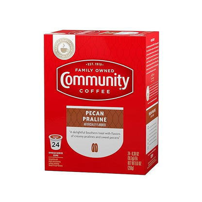 Community Coffee Pecan Praline Flavored 96 Count Coffee Pods, Medium Roast, Compatible with Keurig 2.0 K-Cup Brewers, 24 Count (Pack of 4)