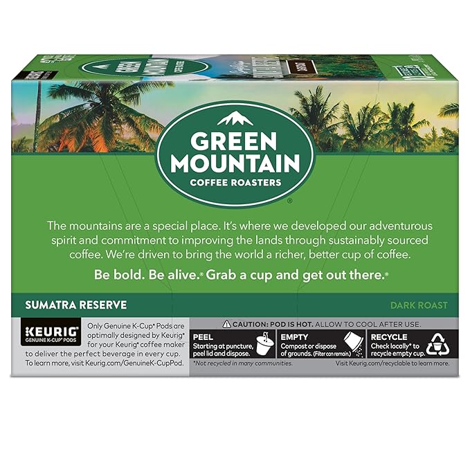 Green Mountain Coffee Roasters Sumatra Reserve, Keurig Single Serve K-Cup Pods, Dark Roast Coffee, 60 Count, (6 Packs of 10)