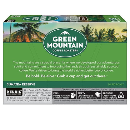 Green Mountain Coffee Roasters Sumatra Reserve, Keurig Single Serve K-Cup Pods, Dark Roast Coffee, 60 Count, (6 Packs of 10)