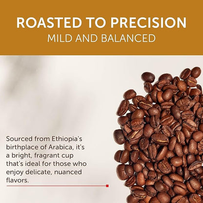 illy Arabica Selections, Ethiopia Whole Bean Coffee, 100% Arabica, Single Origin, Light Roast with Notes of Jasmine, All-Natural, No Preservatives, 8.8 Ounce Can (Pack of 6)