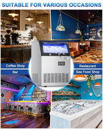 Load image into Gallery viewer, Commercial Gourmet Ice Maker, 120Lbs/24H Spray Ice Machine with 55Lbs Storage, Self-Cleaning &amp; Adjustable Ice Thickness, Stainless Steel Freestanding Under Counter for Crystal Clear Nugget Ice Making