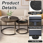 Load image into Gallery viewer, aboxoo Round Nesting Coffee Table Side Set of 2 End Tables for Living Room Bedroom Balcony,Black Faux Marble Wooden Table 23.6IN Accent Large Coffee Table with Steel Frame