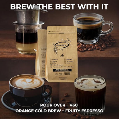 doanhdang - 17.6 Oz Premium Yellow Bourbon Whole Bean Coffee, 100% Medium Roast, Rich Flavor for Espresso Shot and Brew, Origin from Vietnam, Whole Med Roast Beans
