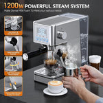 Load image into Gallery viewer, Espresso Machine, 20Bar Compact Stainless Espresso Maker, With Milk Frother Steam Wand, 57.5OZ Water Tank, Displays Making Time &amp; Water Temperature, Cold Brew, Silver (2025 updated model)
