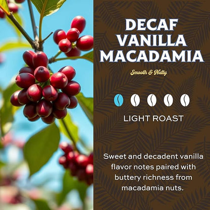 Lion Coffee Swiss Water DECAF Vanilla Macadamia Medium Roast Coffee Pods - Single-Serve Pods - Hawaiian Inspired Flavor - Arabica Coffee - Compatible with Single - Serve Brewing Systems - 12 Count Box