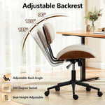 Load image into Gallery viewer, Home Office Chair with Wheels, Adjustable Height Desk Chair Leather Swivel Computer Chair, Armless Modern Walnut Chair for Office, Meeting Room, White