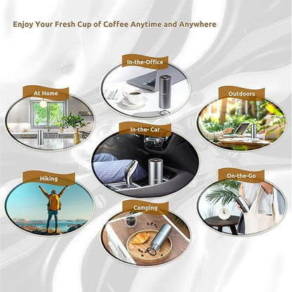 Portable Electric Coffee Grinder, Rechargeable Wireless Handheld Grinder with Stainless Steel Conical Burr, Adjustable Grind Settings, for Espresso, Moka, Pour Over, French Press, Cold Brew