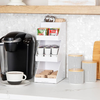 Mind Reader Coffee Tea Utensil and Condiment Station, Countertop Organizer, Coffee Bar, Kitchen, 6"L x 9"W x 16"H, White