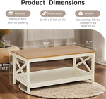 Load image into Gallery viewer, PHI VILLA Farmhouse Coffee Table for Living Room, White Coffee Tables with Storage Rustic Style Modern End Table Set