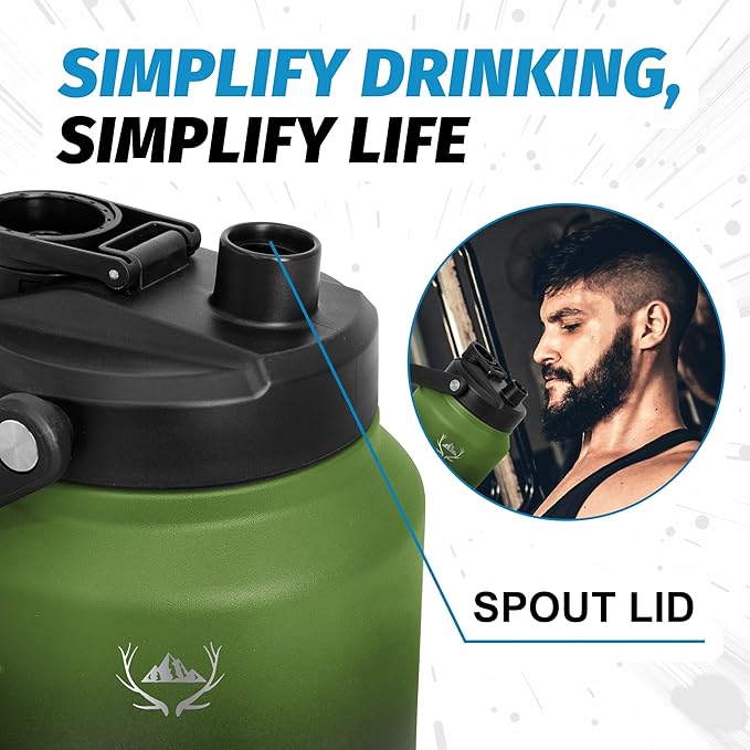 NATURE PIONEOR Insulated Water Bottles with Strap Pouch - 84 oz Stainless Steel Vacuum Bottle with Holder/Carrier/Sleeve - 18/8 Food Grade 84oz Water Jug