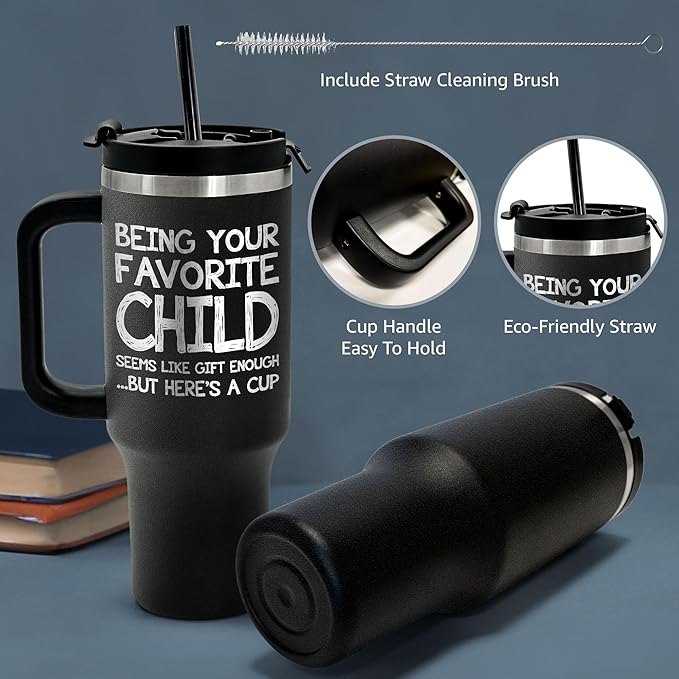 Engraved 40 oz Tumbler Being Your Favorite Child - Fathers Day Present From Daughter - Dad Birthday - Grandpa Tumbler - Grandpa Birthday Gifts - Gift For Dad For Fathers Day, Papa Gift