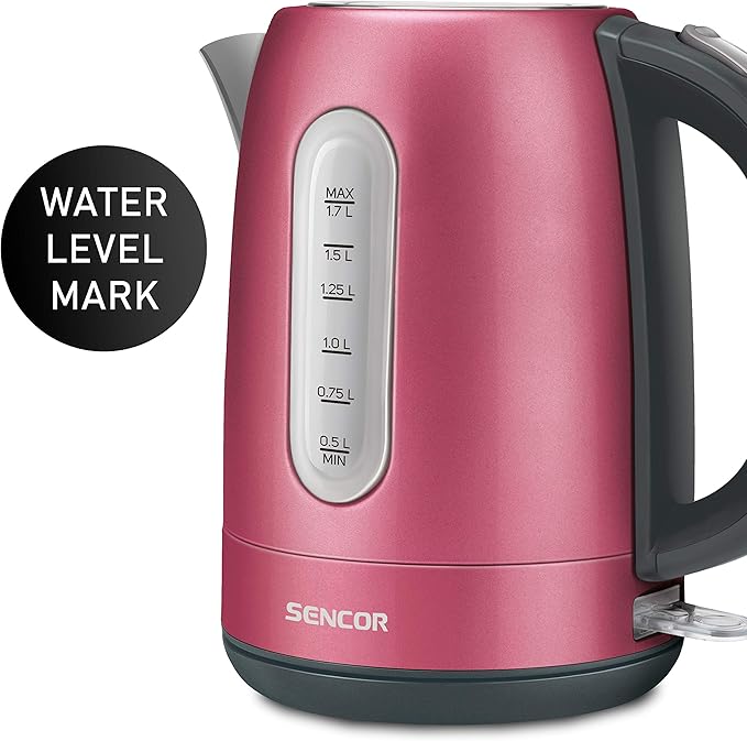 Sencor SWK1774RD 1.7L Stainless Steel Electric Kettle with Lid Safety Lock, Red