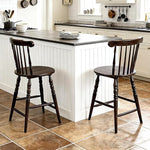 Load image into Gallery viewer, chairus 24" Windsor Counter Height Bar Stools Set of 4, Farmhouse Wooden Counter Stools with Spindle Back &amp; Turned Legs, Rustic Vintage Colonial Bar Chairs for Kitchen Island, Antique Brown