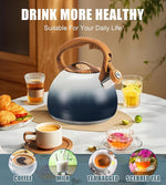 Load image into Gallery viewer, tea kettle stovetop, Loud Whistling kettle for Boiling Water Coffee or Milk, 3.2 Quart Heavy stainless steel tea kettle with Wood Pattern Handle, Gas Electric Applicable - Black &amp; white