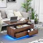 Load image into Gallery viewer, LED Coffee Table with Lift Top Morden Coffee Table with Storage High Gloss Walnut Sofa Table for Living Room Center Tables Hidden Compartment &amp; 2 Drawers
