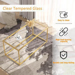 Load image into Gallery viewer, Glass Coffee Table for Living Room, Morden Center Table for Small Space,Simple Tea Cocktail Coffee Table with Clear Glass Top &amp; Metal Frame, Easy Assembly,Gold