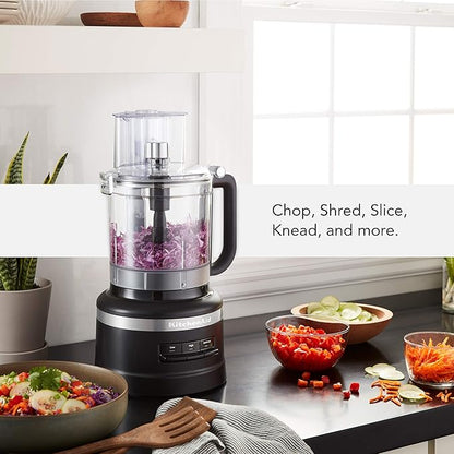 KitchenAid 13-Cup Food Processor, Black Matte & Variable Speed Corded Hand Blender KHBV53, Contour Silver